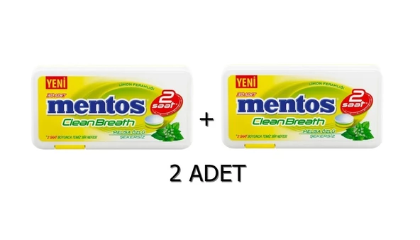 Mentos 2 Saat Clean Breath Limon Aromalı Şeker 21G (2 ADET)