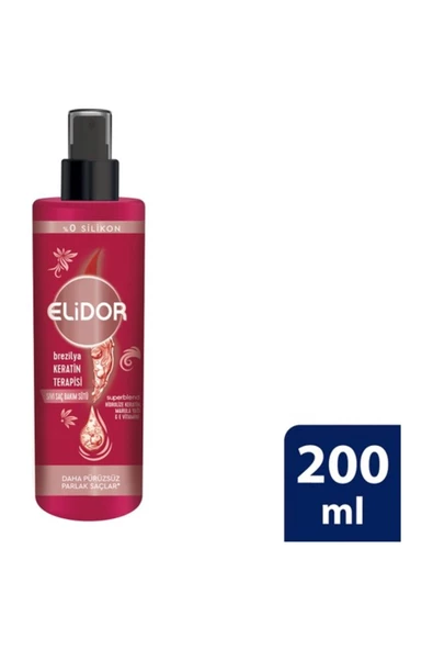 Elidor Sıvı Saç Bakım Sütü Brezilya Keratin Terapisi Hidrolize Keratin Marula Yağı E Vitamini 200 ml