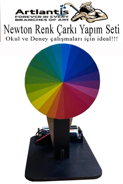 Newton Renk Çarkı Yapım Seti 1 Adet 12x7x10 cm Fen Bilimleri Deney Setleri Okul Sınıf Nevton Çarkı - 2