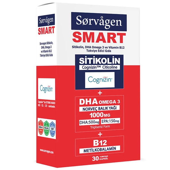 Sorvagen Smart Sitikolin DHA Omega 3 Ve B12 30 Kapsül