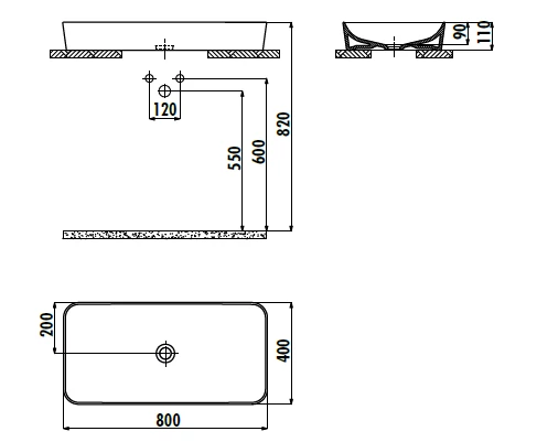 CREAVİT UL080 Ultra Tezgah Üstü Lavabo Beyaz 80 cm - 2