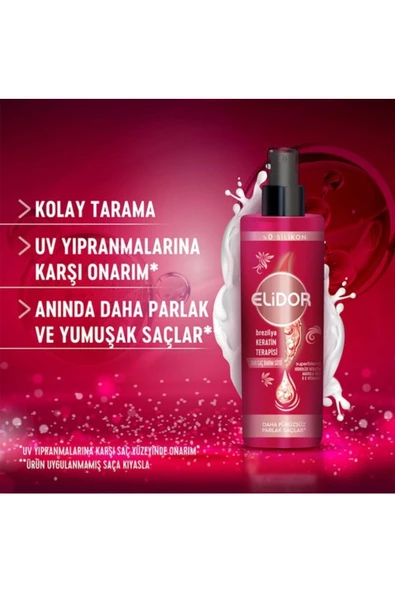 Elidor Sıvı Saç Bakım Sütü Brezilya Keratin Terapisi Hidrolize Keratin Marula Yağı E Vitamini 200 ml - 6