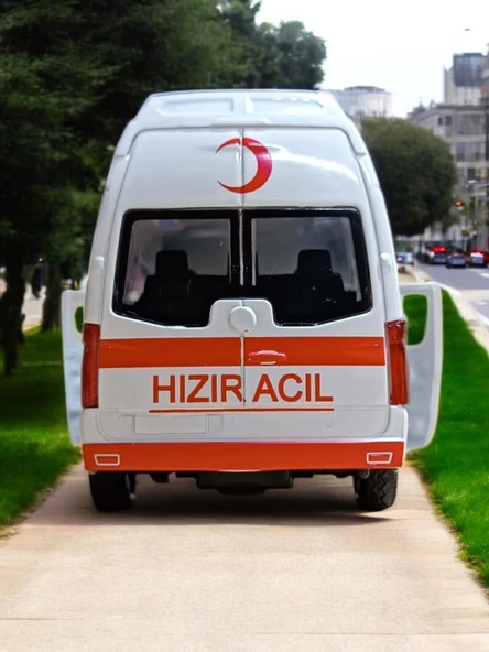 Metal Çek Bırak Sesli ve Işıklı Ambulans ( 1/36 Ölçek ) - 5