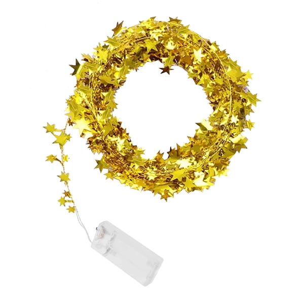 2 Metre Yılbaşı Pilli Led Gün Işığı -Altın Yıldız