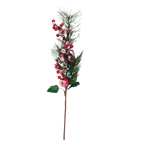 Yılbaşı Çam Dalı Berry Demeti Kozalaklı Karlı 40 Cm