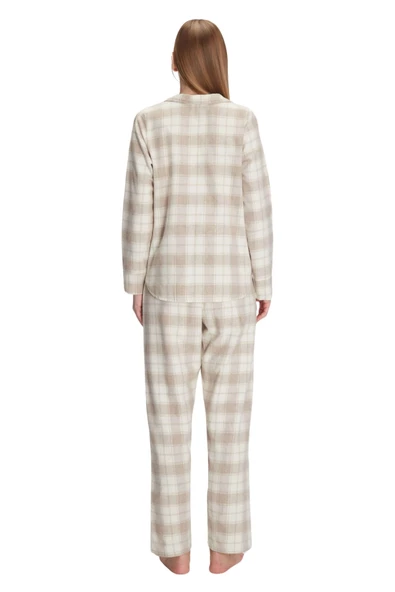 Anıl Kadın Uzun Kol Ten Boydan Düğmeli Pijama Takımı 11212 - Resim 3