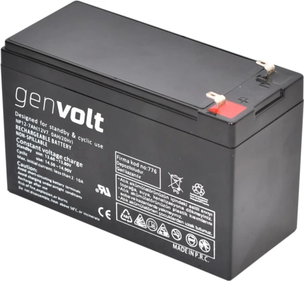 Genvolt 12V 7AH Alarm Ups Kepenk Bakımsız Kuru Akü - 2