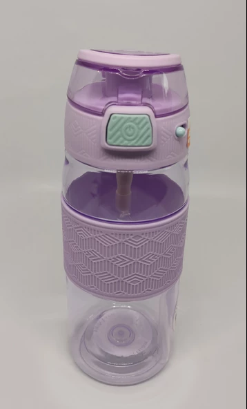 Shotay ST-7202 600ML Tritan Mor Şeffaf Matara Taşıma Aparatlı
