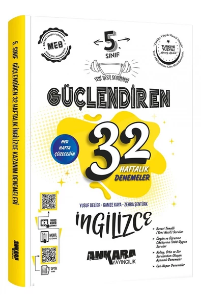 Ankara Yayıncılık 5. Sınıf Güçlendiren 32 Haftalık İngilizce Kazanım Denemeleri