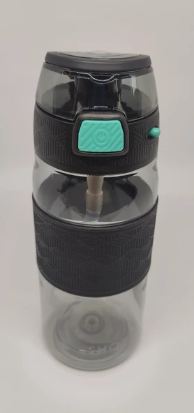 Shotay ST-7202 600ML Tritan Siyah Şeffaf Matara Taşıma Aparatlı