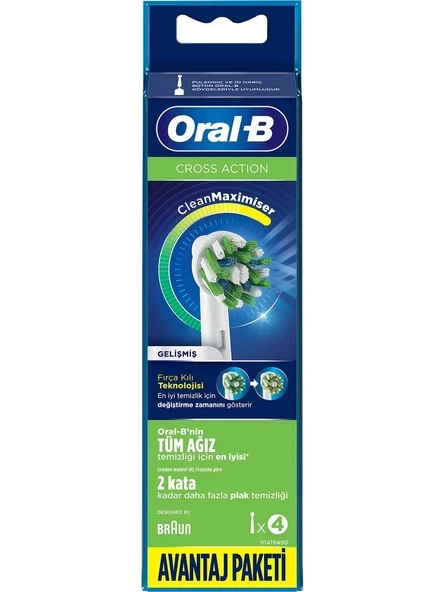 Oral-B Cross Action Clean Maximiser 4'lü Diş Fırçası Başlığı