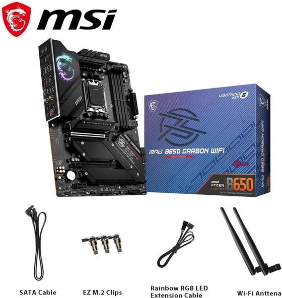 MSI Mpg B650 Carbon Wi-Fi AMD AM5 DDR5 ATX Anakart - Teşhir - 7