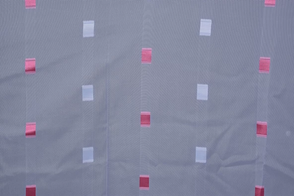 TERGAL FUŞYA KARELİ BEYAZ RENK TEK KANAT Hazır Dikilmiş Pileli Fon Perde 300*260 Cm - Resim 5