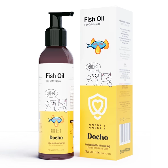 Docho Kedi ve Köpekler İçin Balık Yağı 200 ml ve Kediler İçin Tüy Sağlığı Destekleyici Damla 50 ml Seti - 2