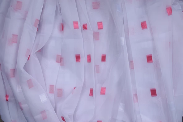 TERGAL FUŞYA KARELİ BEYAZ RENK TEK KANAT Hazır Dikilmiş Pileli Fon Perde 300*260 Cm - Resim 9