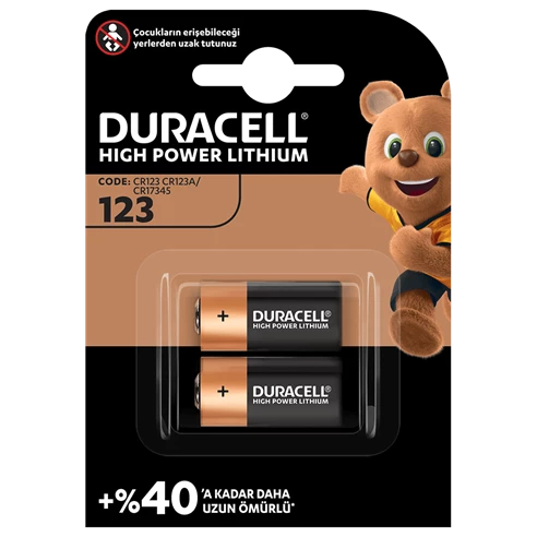 Duracell CR123A 3V Lityum Pil 2'li Paket2 Pil 3V (CR15H270)