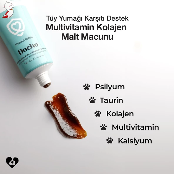 Docho Kolajen, Vitamin ve Mineral İçerikli Malt Kedi Macunu 100 GR - 3