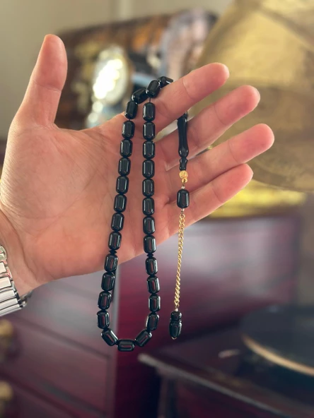 14 Ayar Altın Püsküllü Erzurum Oltu Taşı Tesbih ürün görseli 1