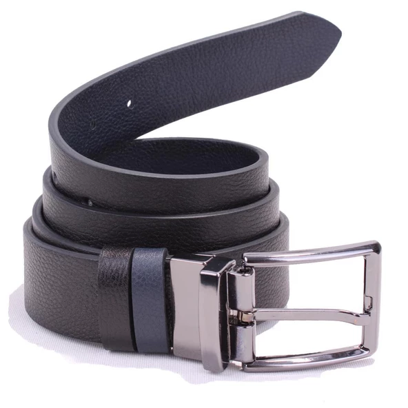 Dagoster DMK26-465DG Siyah Lacivert 4 cm Çift Taraflı Hakiki Deri Erkek Kemer - 2