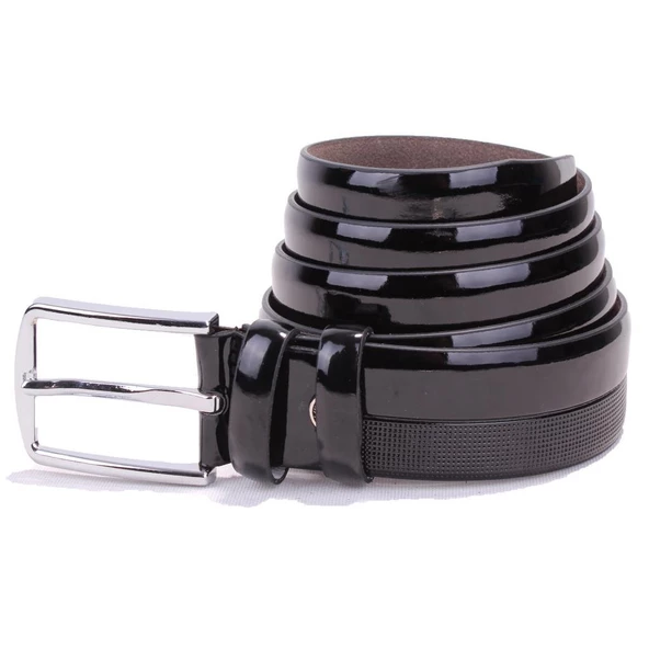 Dagoster DMK26-304 Siyah Rugan 3,5 cm Suni Deri Erkek Kemer - 3