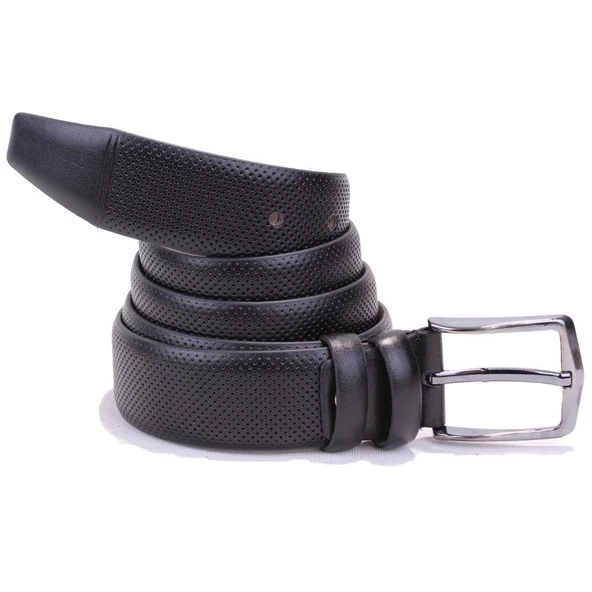 Dagoster DMK26-303 Siyah 3,5 cm Suni Deri Erkek Kemer - 4