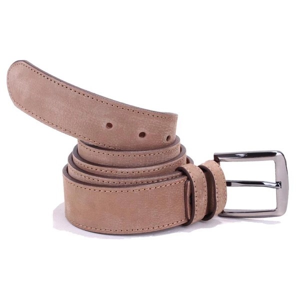 Dagoster DMK26-464DG Bej 4 cm Hakiki Deri Erkek Kemer - 2
