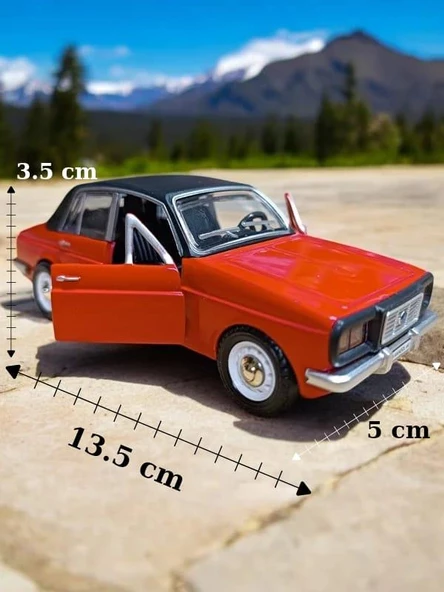 Metal Çek Bırak Anadol Araba Kırmızı Sesli ve Işıklı ( 1/36 Ölçek ) - 2