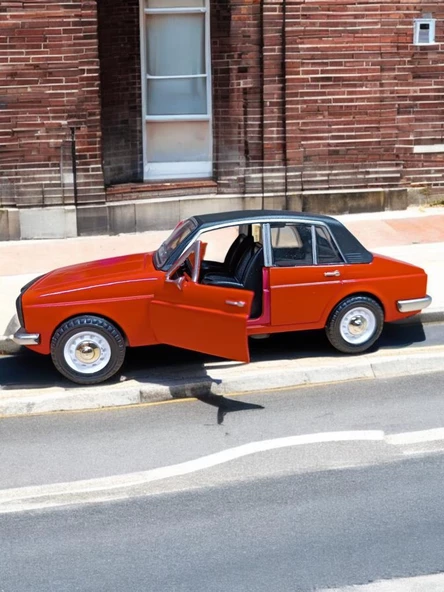 Metal Çek Bırak Anadol Araba Kırmızı Sesli ve Işıklı ( 1/36 Ölçek ) - 5