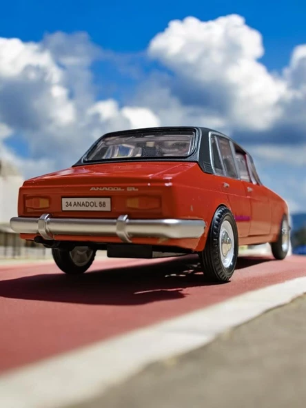 Metal Çek Bırak Anadol Araba Kırmızı Sesli ve Işıklı ( 1/36 Ölçek ) - 4