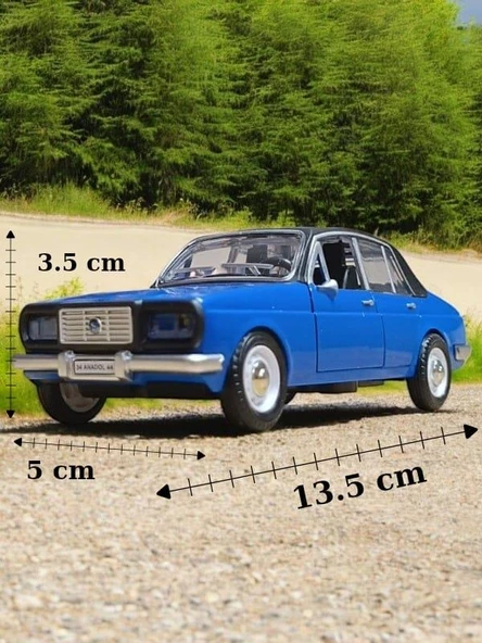 Metal Çek Bırak Anadol Araba Mavi Sesli ve Işıklı ( 1/36 Ölçek ) - 2