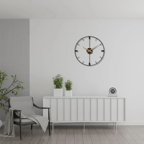 Metal Duvar Saati Sade Minimalist Görünümlü Dekoratif Saat - 2