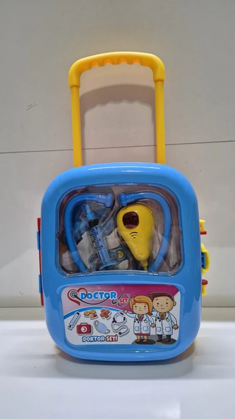Oyuncak Doktor Seti Çocuk Oyun Meslek Medikal Setleri Çantalı Çekmeli Arabalı 12 Parça - 2