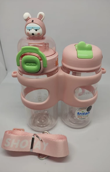 Shotay Çift Gözlü 900Ml Tritan Matara Pembe - 2