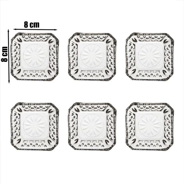 Porsima Eylül 6'lı Kahve Yanı Lokumluk Sunumluk Kase Mini İkramlık Şekerlik, Reçellik, Sosluk Cam Kase Seti - 3