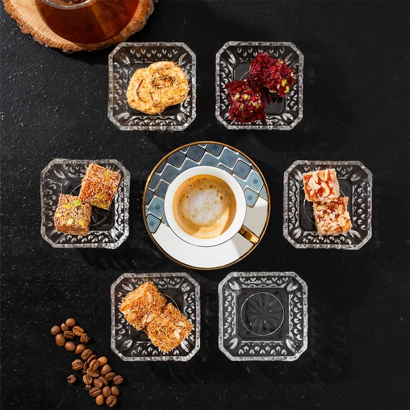 Porsima Eylül 6'lı Kahve Yanı Lokumluk Sunumluk Kase Mini İkramlık Şekerlik, Reçellik, Sosluk Cam Kase Seti - 4