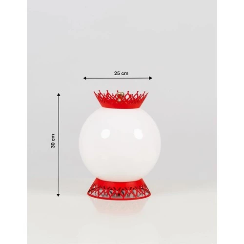 Bahar Kırmızı Taçlı Küre Abajur - 1019 - 2