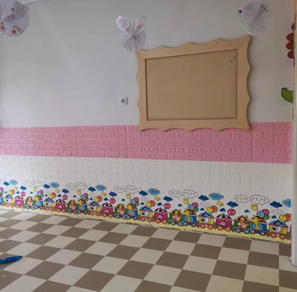 Renkli Duvarlar 70x77cm 1 Adet Tren Bulut Bebek Odası Kreş Kendinden Yapışkanlı 3D Dekoratif Duvar Paneli KağıdıNW30 - Resim 8
