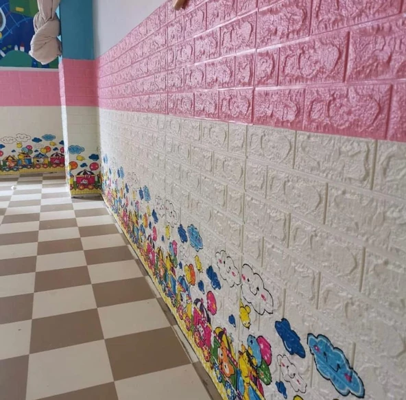 Renkli Duvarlar 70x77cm 1 Adet Tren Bulut Bebek Odası Kreş Kendinden Yapışkanlı 3D Dekoratif Duvar Paneli KağıdıNW30 - Resim 6