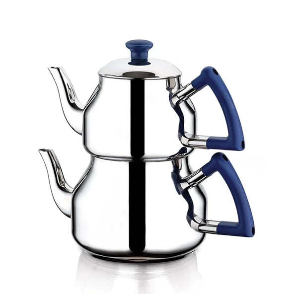 Özkent Marmaris Mega Boy Sade Çaydanlık Takımı - Mavi - Resim 2