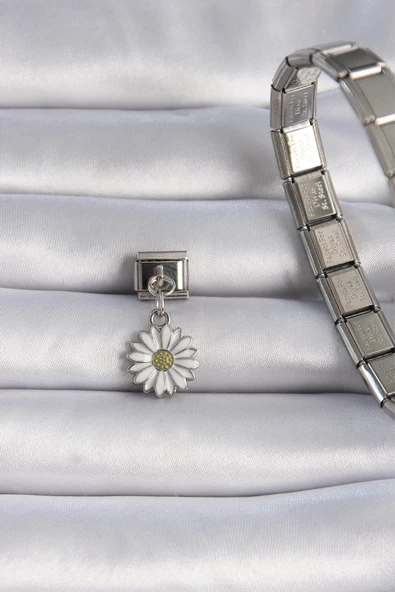 MuI MuI 316L Çelik Gümüş Renk Sallantı Papatya Figür Nomination Charm - 2