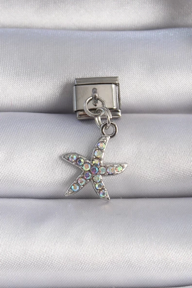 MuI MuI 316L Çelik Gümüş Renk Sallantılı Zirkon Taşlı Deniz Yıldızı Figür Nomination Charm ürün görseli 1