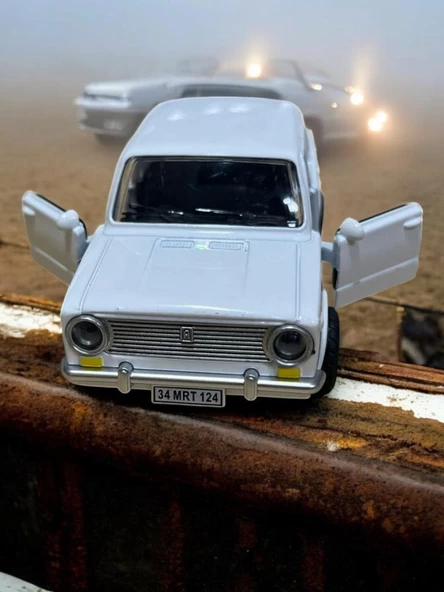 Metal Çek Bırak Murat 124 Araba Beyaz Sesli ve Işıklı ( 1/36 Ölçek ) - 2