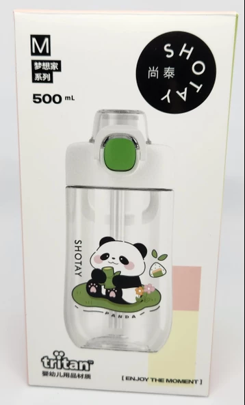 Shotay ST-7011 500ML Pipetli-Pipetsiz Tritan Mavi Şeffaf Matara Taşıma Aparatlı - 2