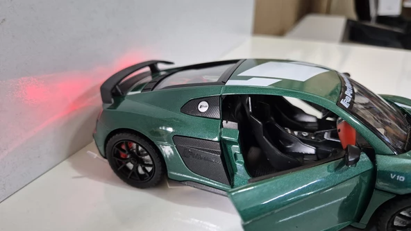 Diecast Audi R8 V10 Modifiye Performance Metal Işıklı Sesli Oyuncak Spor Araba 20 cm - 2