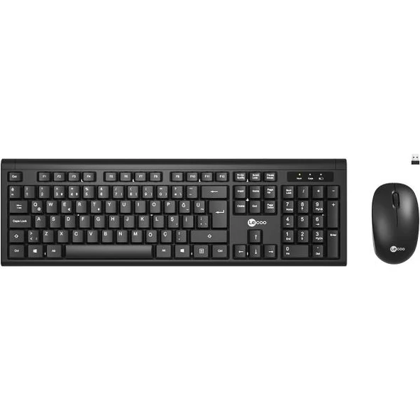 Lecoo KW200 Kablosuz Türkçe Q Klavye & Mouse Set Siyah