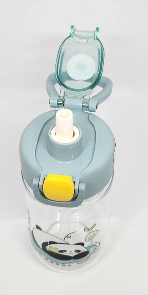 Shotay ST-7011 500ML Pipetli-Pipetsiz Tritan Mavi Şeffaf Matara Taşıma Aparatlı - 4