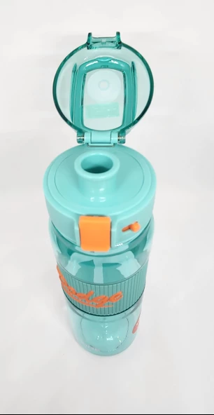 Shotay DL-24638 850ML Pipetli-Pipetsiz Tritan Yeşil-Turuncu Şeffaf Matara Taşıma Aparatlı - 4