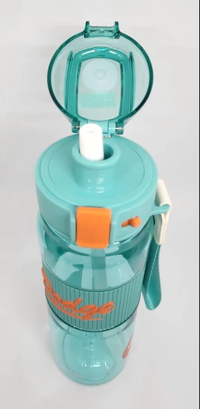 Shotay DL-24638 850ML Pipetli-Pipetsiz Tritan Yeşil-Turuncu Şeffaf Matara Taşıma Aparatlı - 2