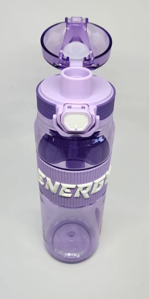 Shotay DL-24636 870ML Pipetli-Pipetsiz Tritan Mor Şeffaf Matara Taşıma Aparatlı - 2