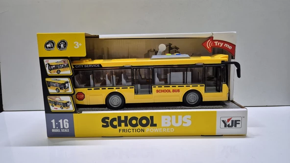 28 Cm Büyük Oyuncak Otobüs Işıklı Sesli Sürtmeli Oyuncak Okul &Şehir Metrobüs - 3